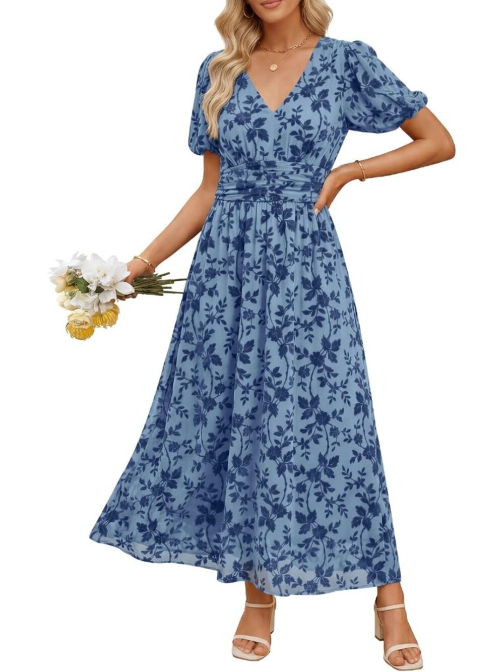 Floral Mesh Maxi Dress for Women | Elegant Fall Wedding Guest Outfit